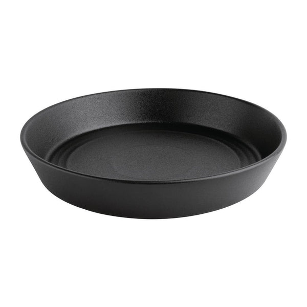 Olympia Cavolo Textured Black Flat Round Bowl - 220mm (Box 4) FD907 - Whisk Hospitality - FD907