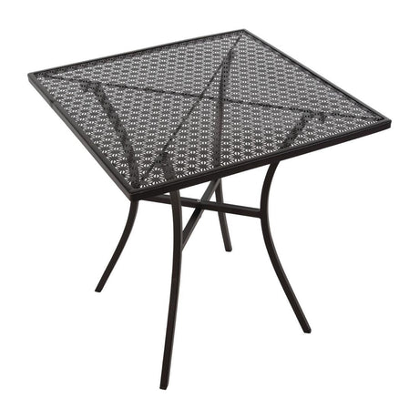 Bolero Black Steel Patterned Bistro Table 700mm Square GG706 - Whisk Hospitality - GG706