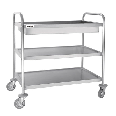 Vogue Deep Tray Clearing Trolley 3 Tier St/St - 940x855x535mm CC365 - Whisk Hospitality - CC365