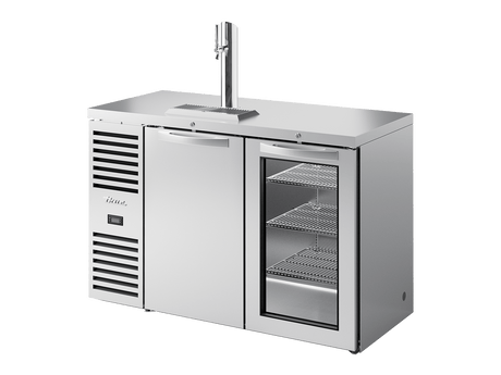 True Refrigeration Keg Chiller / Dispenser Stainless Steel Ext 1 Solid Swing Door + 1 Glass Swing Door - TDR52 - RISZ1 - L - S - SG - 2 - Whisk Hospitality - TDR52-RISZ1-L-S-SG-2