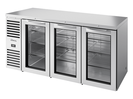 True Refrigeration Bar Refrigerator Stainless Steel Ext 3 Glass Swing Doors - TBR72 - RISZ1 - L - S - GGG - 2 - Whisk Hospitality - TBR72-RISZ1-L-S-GGG-2