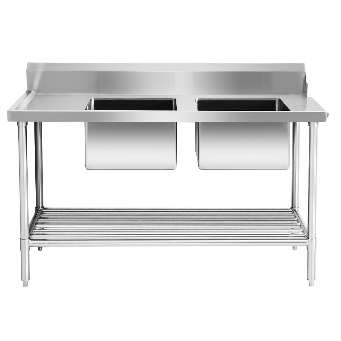 Right Inlet Double Sink Dishwasher Bench - DSBD7 - 1500R/A - Whisk Hospitality - DSBD7-1500R/A