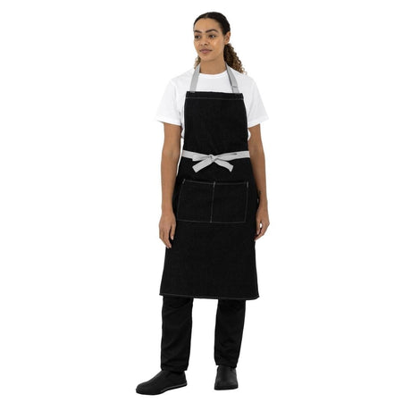 Southside Bib Apron Denim Black - 700x1000mm B981 - Whisk Hospitality - B981