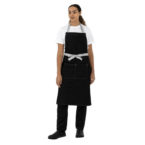 Southside Bib Apron Denim Black - 700x1000mm B981 - Whisk Hospitality - B981