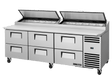True Refrigeration Pizza Prep Table 12x 1/3 Top Pans 6 Drawers - TPP - AT2 - 93D - 6 - HC - Whisk Hospitality - TPP-AT2-93D-6-HC