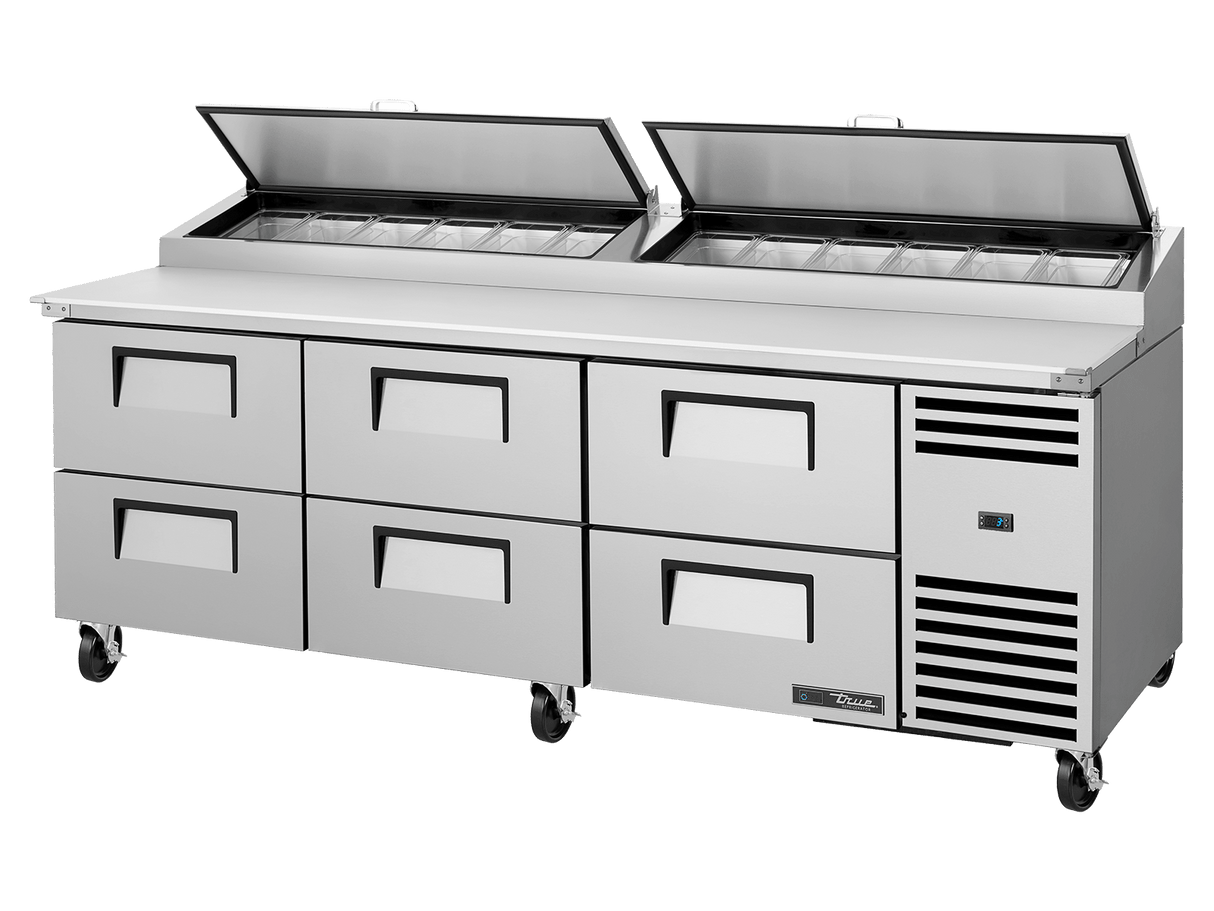 True Refrigeration Pizza Prep Table 12x 1/3 Top Pans 6 Drawers - TPP - AT2 - 93D - 6 - HC - Whisk Hospitality - TPP-AT2-93D-6-HC