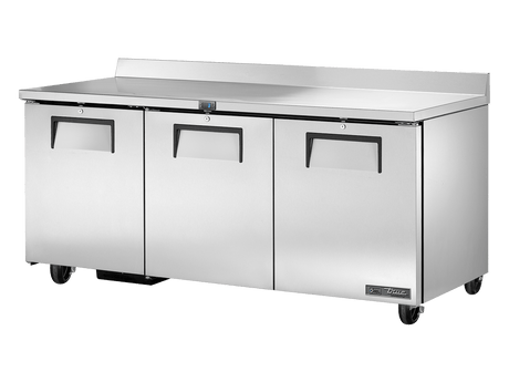 True Refrigeration Worktop Counter Refrigerator 3 Solid Swing Doors - TWT - 72 - HC - Whisk Hospitality - TWT-72-HC