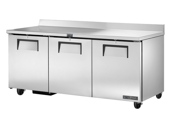 True Refrigeration Worktop Counter Refrigerator 3 Solid Swing Doors - TWT - 72 - HC - Whisk Hospitality - TWT-72-HC