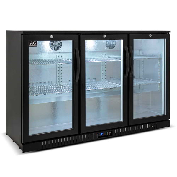AG Three Sliding Door Bar Fridge - Black Body & Doors BEER3 - Whisk Hospitality - BEER3