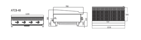 Cookrite 1220MM CHAR ROCK BROILER W1220 X D700 X H385 COOKRITE ATCB - 48 - NG - Whisk Hospitality - ATCB-48-NG