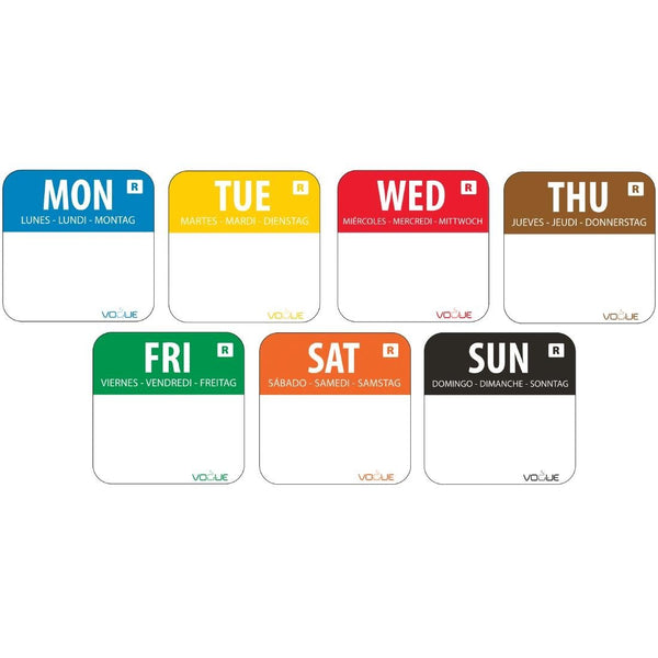 Vogue Set of Day of the Week Colour Coded Food Labels S151 - Whisk Hospitality - S151