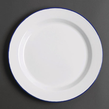 Olympia Enamel White/Blue Dinner Plate - 300mm 12" (Box 6) DC388 - Whisk Hospitality - DC388