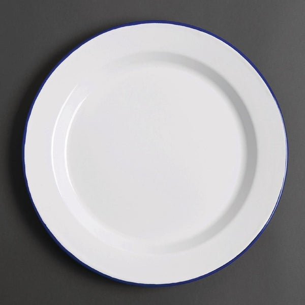 Olympia Enamel White/Blue Dinner Plate - 300mm 12" (Box 6) DC388 - Whisk Hospitality - DC388