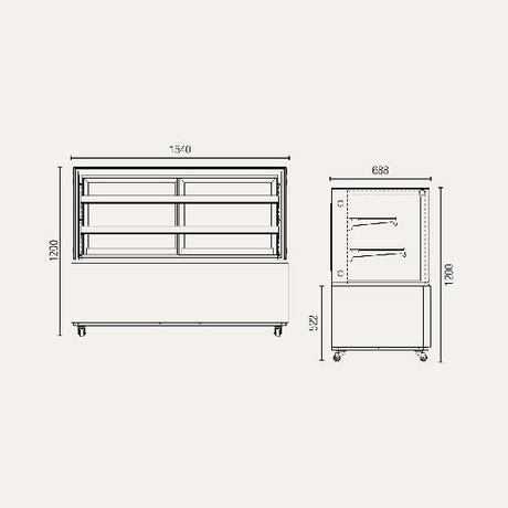 Exquisite Three Tiers Cake Display Fridge – Black finish - CDS215B - Whisk Hospitality - CDS215