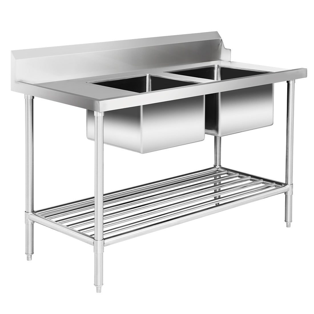 Right Inlet Double Sink Dishwasher Bench - DSBD7 - 1500R/A - Whisk Hospitality - DSBD7-1500R/A