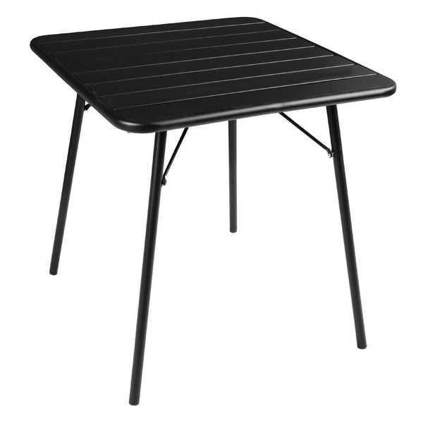 Bolero Slatted Square Steel Table Black - 700mm CS731 - Whisk Hospitality - CS731