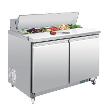 Polar U - Series Double Door Prep Counter Fridge 405Ltr GD882 - A - Whisk Hospitality - GD882-A
