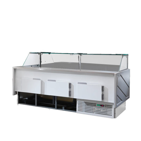 Tecnodom Serie MR9.5 Silver 2480mm Wide Deli Display with Storage and Castors TDMR - 0925 - Whisk Hospitality - TDMR-0925