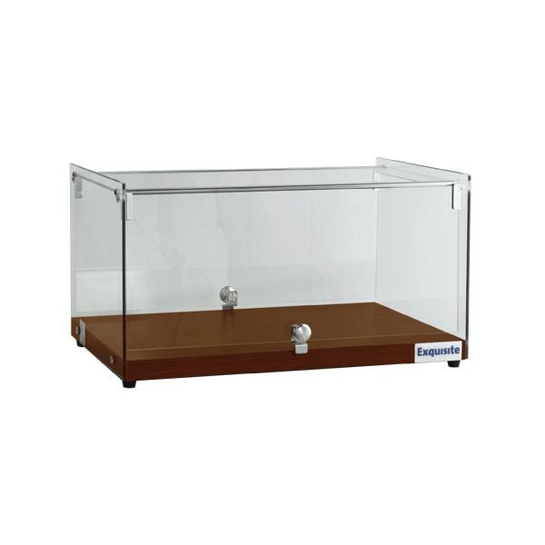 Exquisite One Tier Flat Glass Ambient Cake Display - Elegant Walnut - CD35-W - Whisk Hospitality - CD35-W
