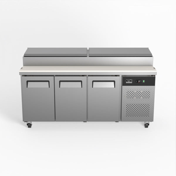 AG 3 Door Saladette Fridge €“ Fits 8 x 1/3 GN Trays SH3000 - 700 - Whisk Hospitality - SH3000-700