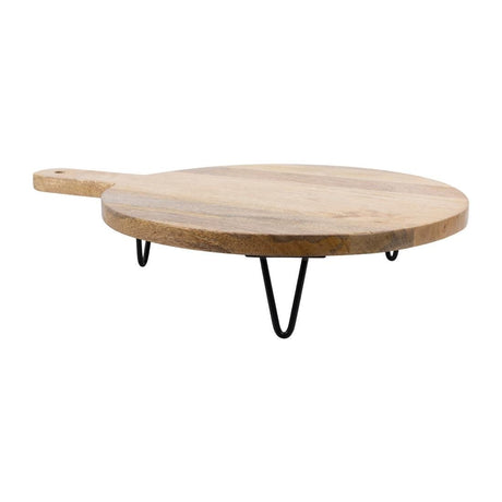 Olympia Round Handled Display Stand Mango Wood with Metal Legs - 400x300x80mm HY754 - Whisk Hospitality - HY754