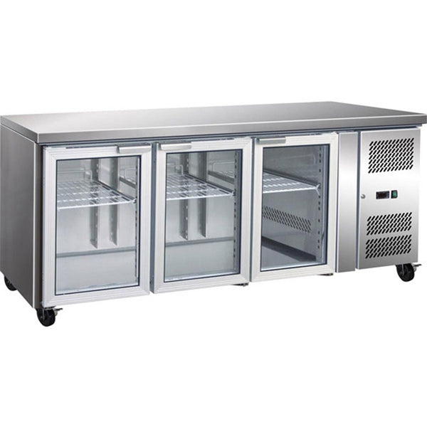 Thermaster GN3100TNG 3 Glass Door Gastronorm Bench Fridge - Whisk Hospitality - GN3100TNG