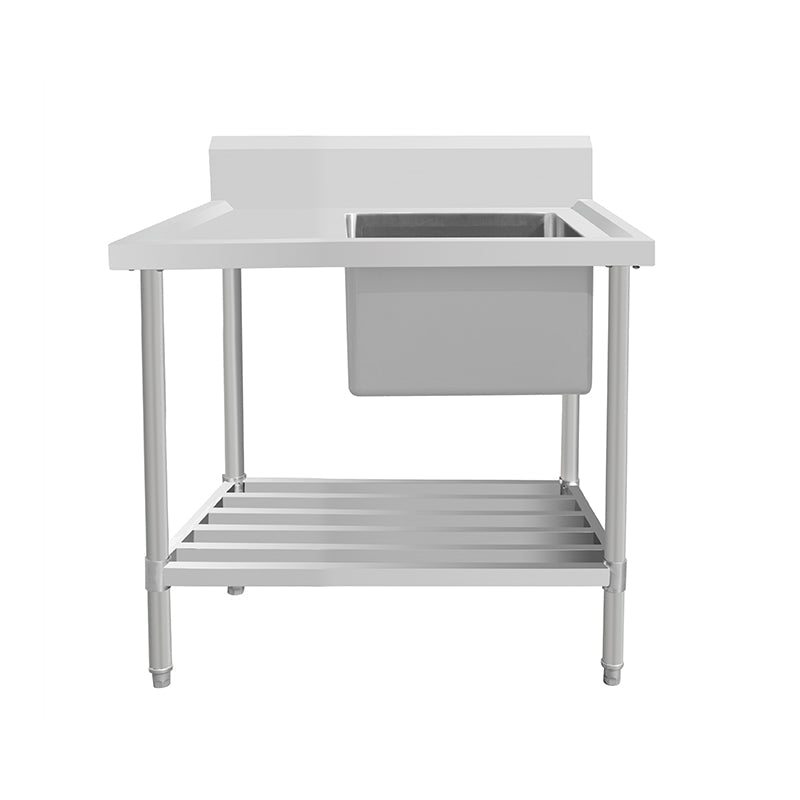 Work Bench - Single Sink with Pipe Undershelf - Right sink / 700 / ASS-0970R - Whisk Hospitality - 622307