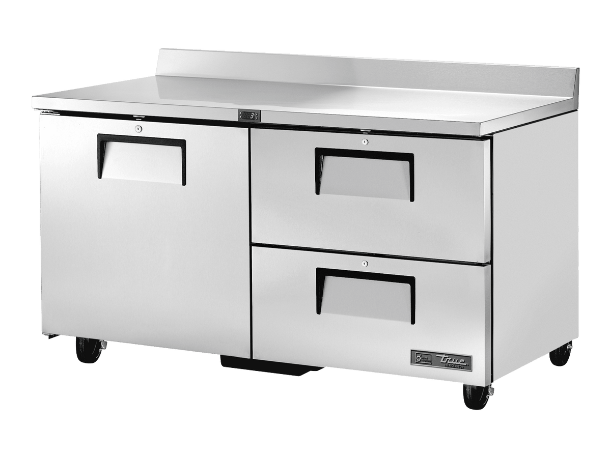 True Refrigeration Worktop Counter Refrigerator 2 Drawers + 1 Solid Swing Door - TWT - 60D - 2 - HC - Whisk Hospitality - TWT-60D-2-HC