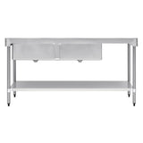 Vogue Double Bowl Sink L/H Drainer - 1800mm (90mm Drain) HC908 - Whisk Hospitality - HC908