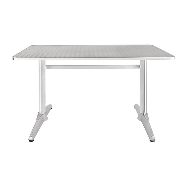 Bolero Rectangular Pedestal Table St/St Top & Alu. Rim - 1200x600mm U432 - Whisk Hospitality - U432