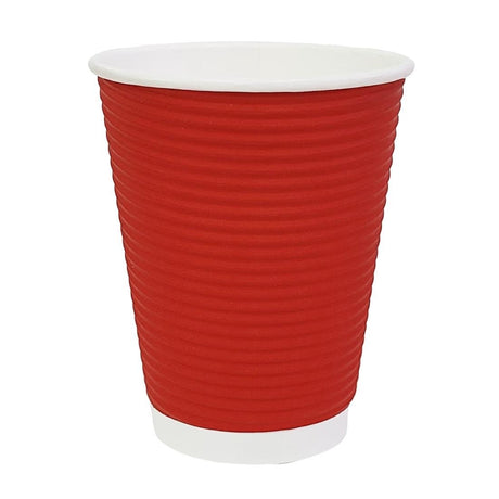 Fiesta Recyclable Hot Cup Ripple Wall Red 340ml (Box 500) GP428 - Whisk Hospitality - GP428