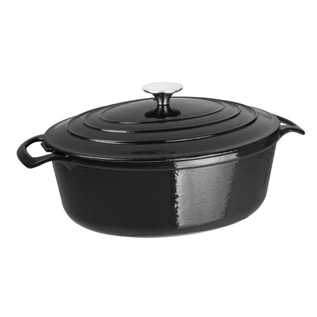 Vogue Oval Casserole Black - 5Ltr 110h x 243w x 295mm d GH306 - Whisk Hospitality - GH306