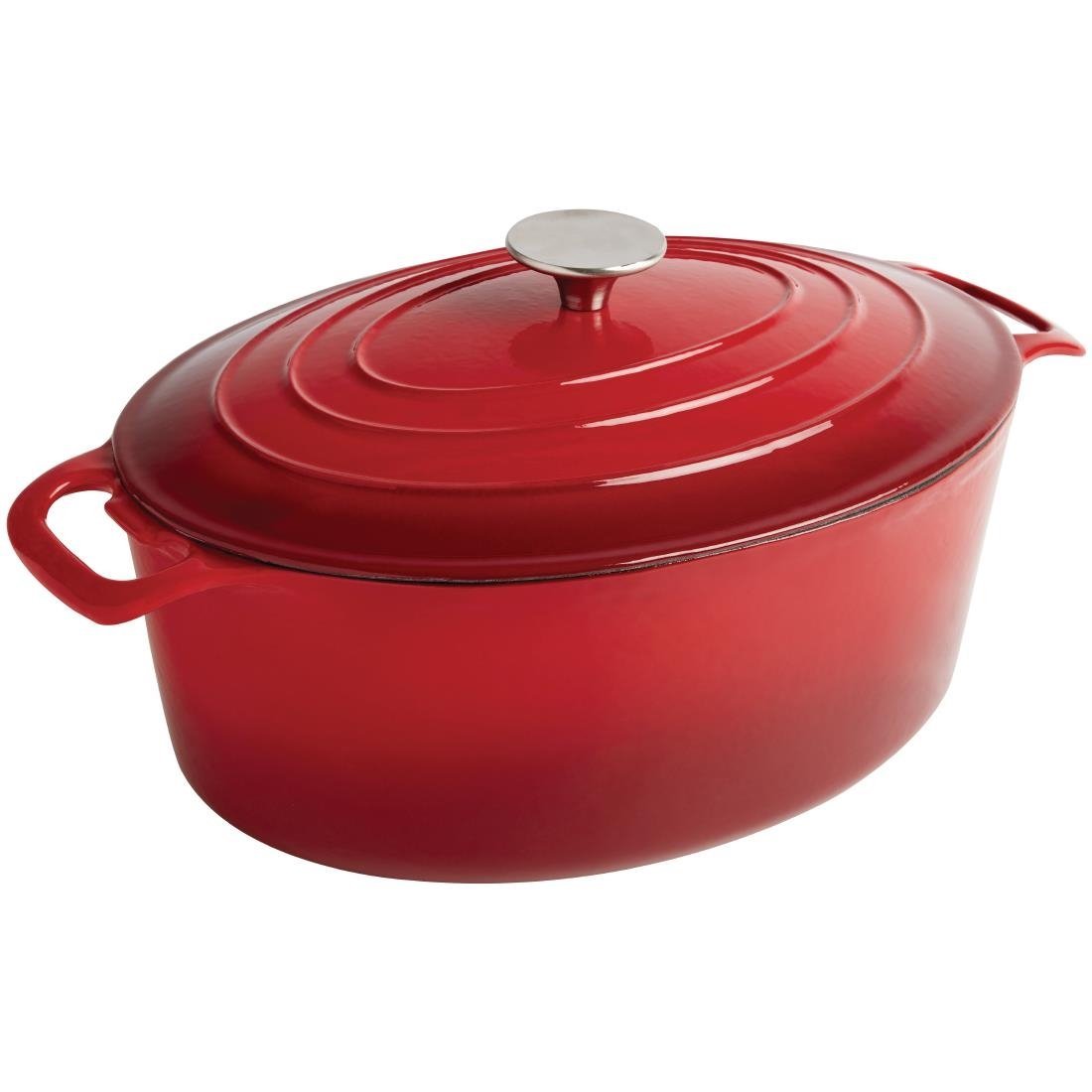 Vogue Oval Casserole Red - 5Ltr 110h x 243w x 295mm d GH313 - Whisk Hospitality - GH313