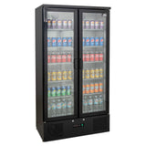 AG 477L Upright Double Glass Door Display / Backbar Fridge - Black B500G - Whisk Hospitality - B500G