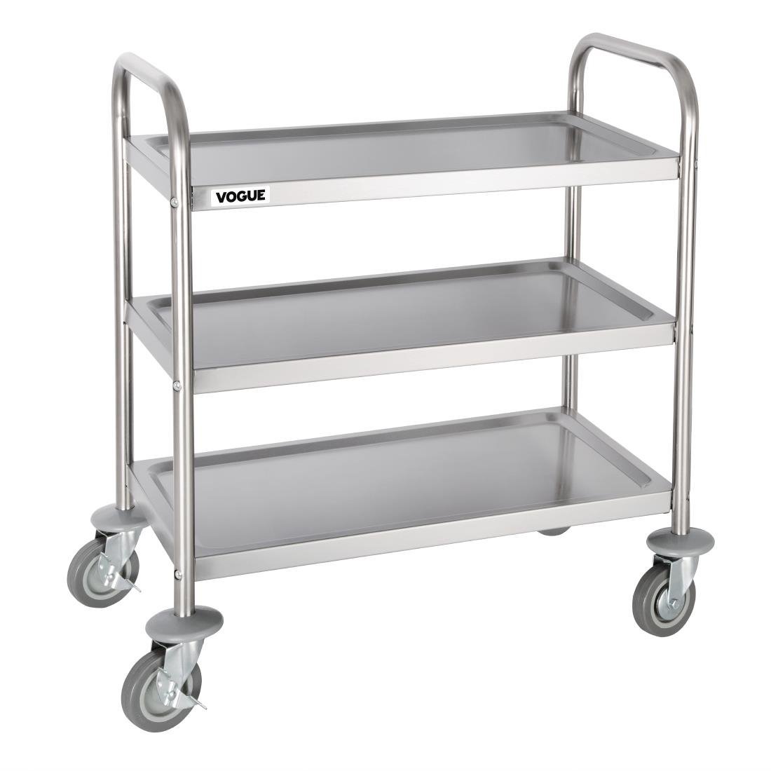 Vogue 3 Tier Flat Pack Trolley St/St - 825x710x405mm F993 - Whisk Hospitality - F993