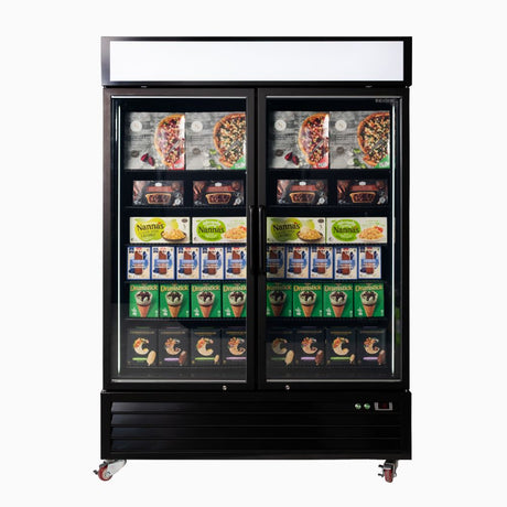 Bromic Upright Display Freezer 1266L - 2 Door - Flat Glass - Lightbox UF1250GDL - NR - Whisk Hospitality - UF1250GDL-NR