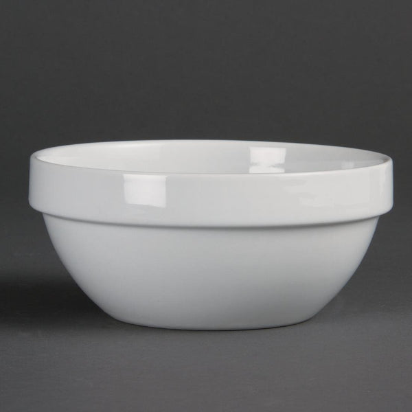 Olympia Whiteware Stacking Bowl White - 145mm 5 3/4" 540ml (Box 12) CE530 - Whisk Hospitality - CE530