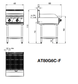 Cookrite 600 MM RADIANT CHAR GRILLS LPG AT80G6C - F - LPG - Whisk Hospitality - AT80G6C-F-LPG