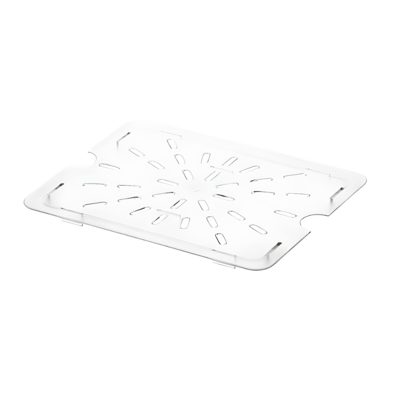 Gastronorme Pan Drain Plate - PolyCarbonate - 1/2 - Clear - Whisk Hospitality - 392351