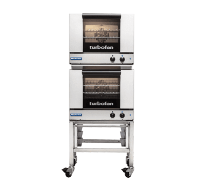 Turbofan E22M32C Half Size Tray Manual Electric Convection Ovens Double Stacked Castor Base - Whisk Hospitality - E22M3/2C