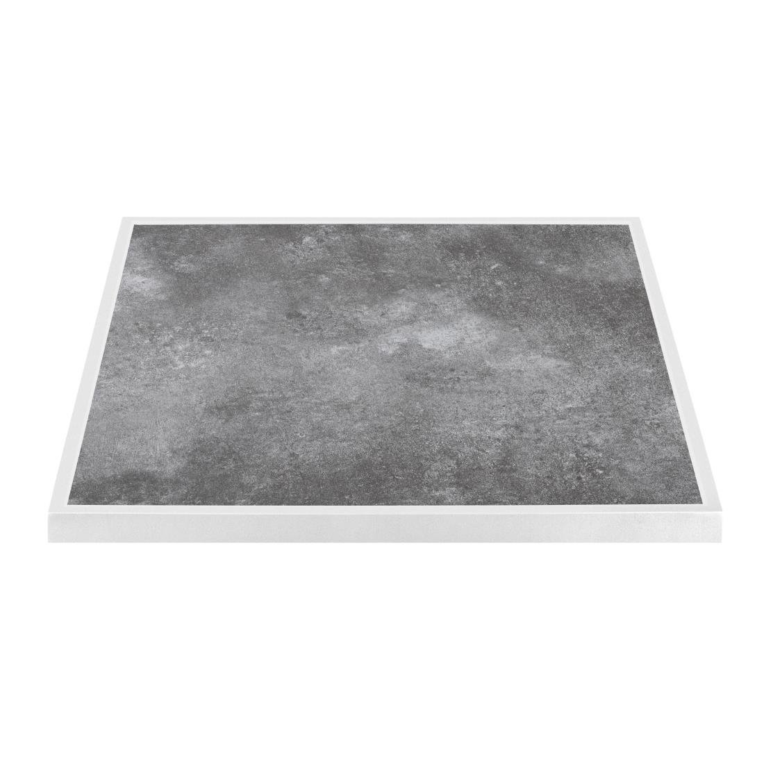 Bolero Dark Stone Effect Outdoor Fibre Glass Table Top White Trim - 700mm FU517 - Whisk Hospitality - FU517
