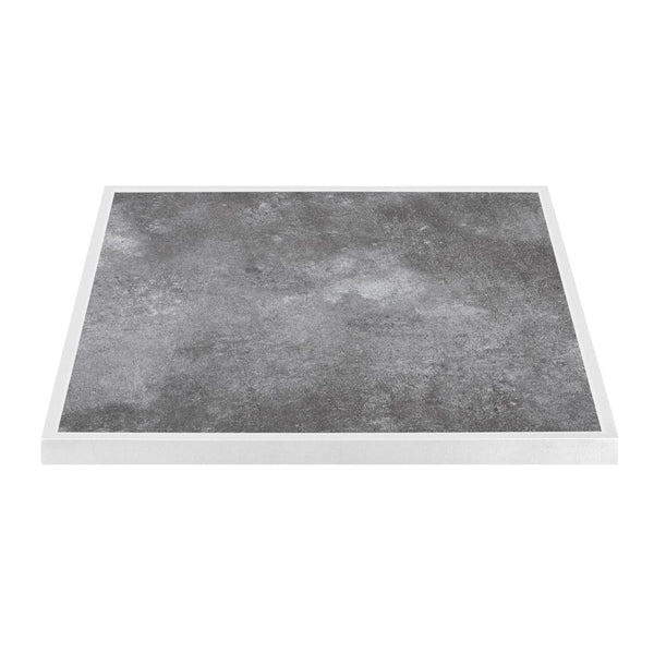 Bolero Dark Stone Effect Outdoor Fibre Glass Table Top White Trim - 700mm FU517 - Whisk Hospitality - FU517