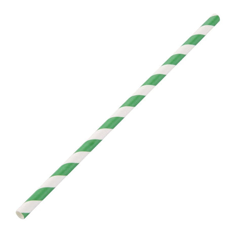 Fiesta Compostable Paper Straw Green & White Stripe - 6mm (Box 250) DE928 - Whisk Hospitality - DE928