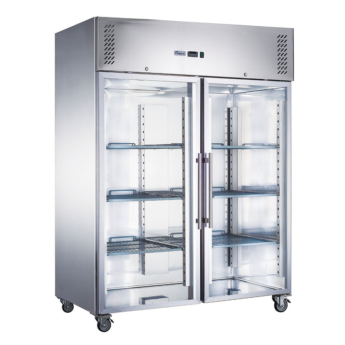 FED - X S/S Two Full Glass Door Upright Fridge - XURC1200G2V - Whisk Hospitality - XURC1200G2V