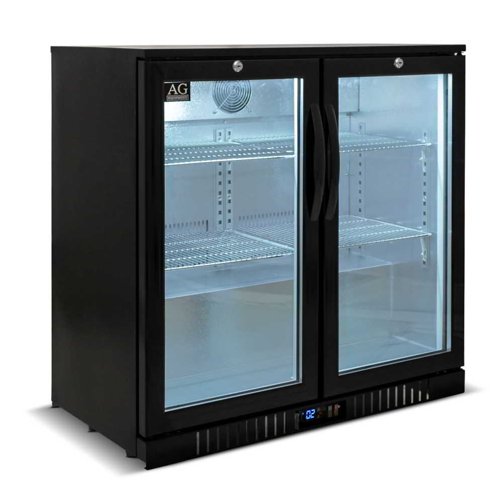 AG Twin Door Bar Fridge - Black Body & Doors BEER2 - Whisk Hospitality - BEER2