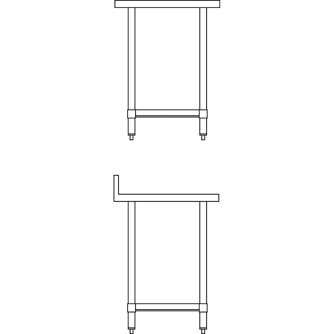 Vogue Table St/St - 600x600mm 23 1/2x23 1/2" (60mm Upstand) T379 - Whisk Hospitality - T379