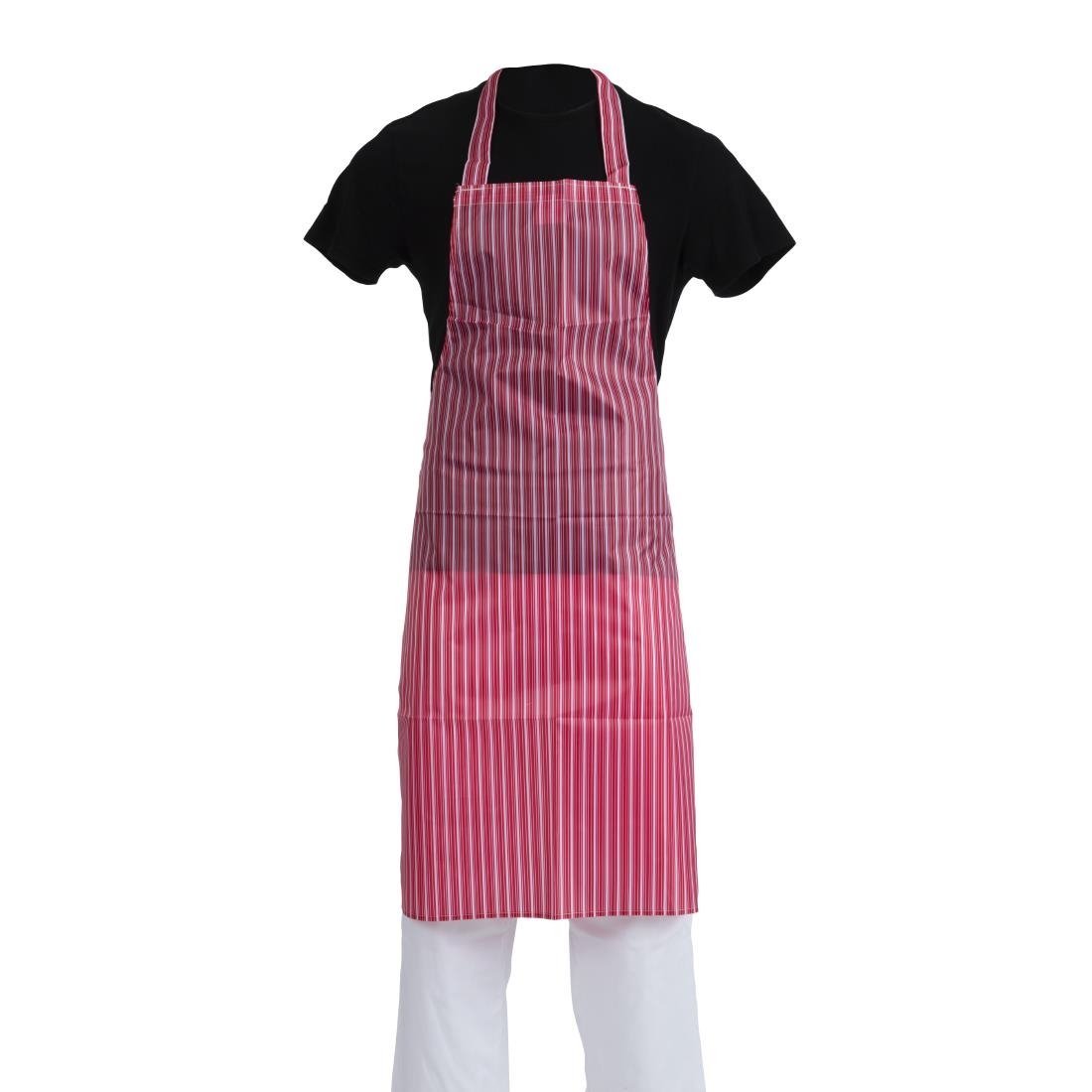 Whites Water Resistant Apron Red/White Stripe A581 - Whisk Hospitality - A581