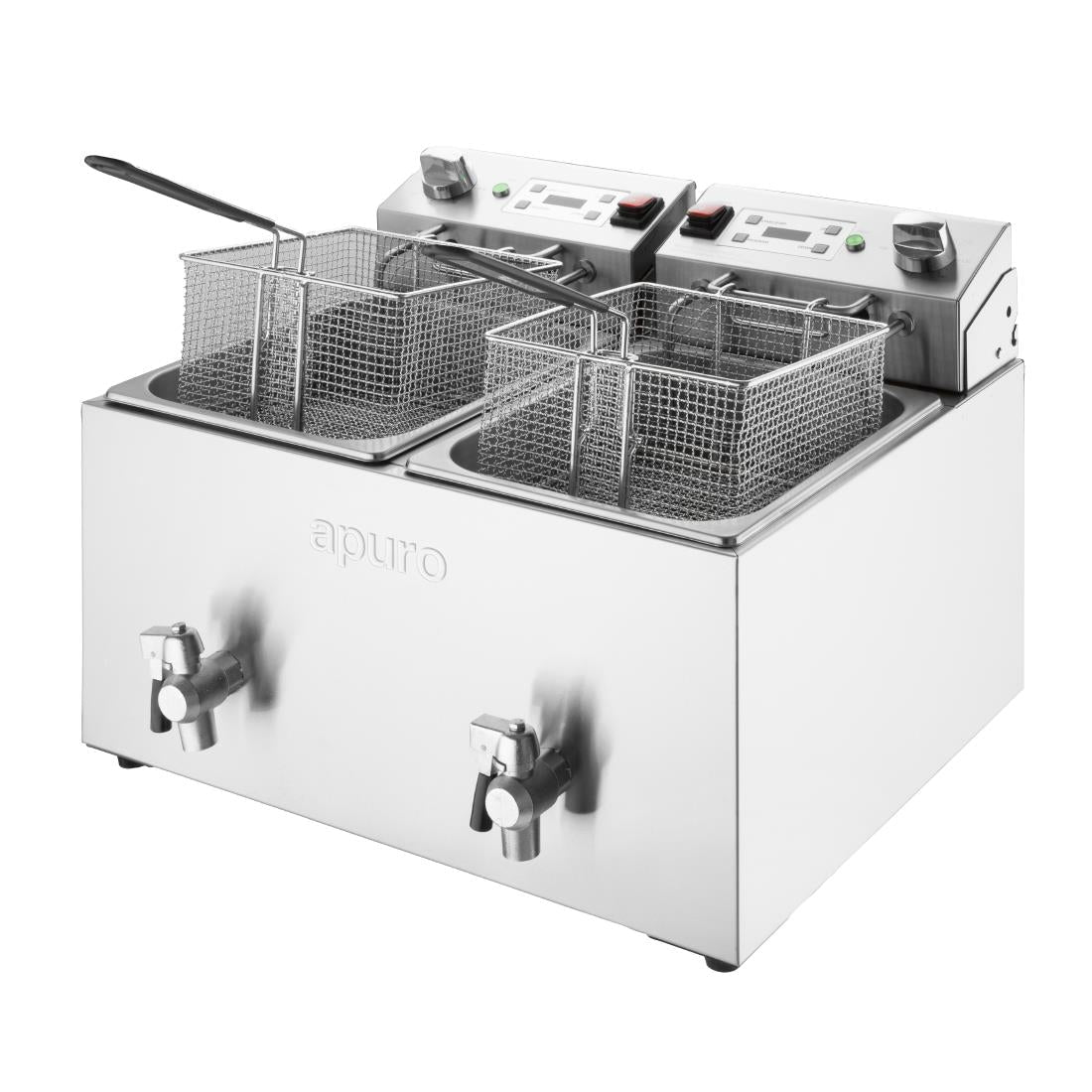 Apuro Double Electric Fryer with Timer - 2x8Ltr - 2x2.9kW CU621 - A - Whisk Hospitality - CU621-A