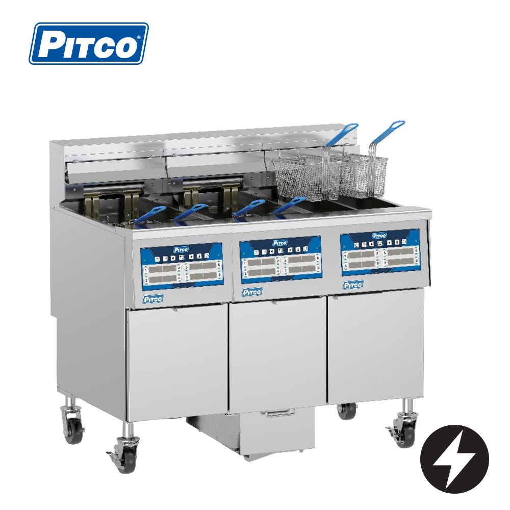 EP14FFS-3/FD | Cold Zone Electric Fryer Bank, 2 Full & 1 Split Tank with Filter Drawer - Whisk Hospitality - EP14FFS-3/FD
