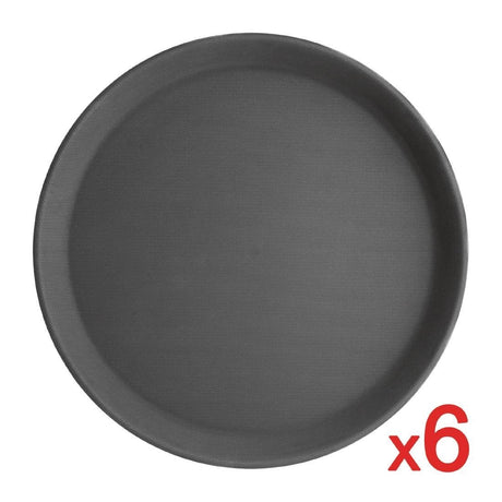 Olympia Kristallon Anti - Slip Plastic Round Tray Black - 356mm 14" (Pack 6) S658 - Whisk Hospitality - S658